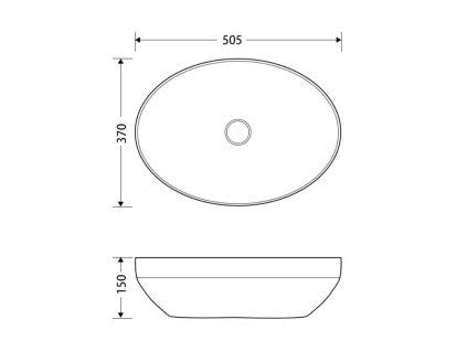 Aqualine keramické umyvadlo na desku 50,5 x 37 cm bílá 50361