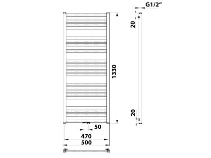 Bruckner Grunt otopné těleso rovné 500 x 1330 mm středové připojení černá mat 600.122.6