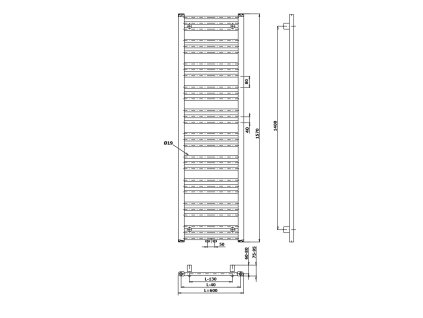 Bruckner Albrecht otopné těleso 600 x 1570 mm středové připojení černá mat 600.118.6