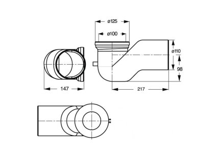 Bruckner koleno k WC odpadní 90 průměr 110 mm bílá 159.316.0