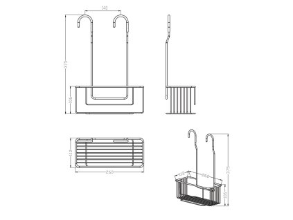 Aqualine Chrom Line police do sprchy závěsná 260 x 375 x 112 mmchrom 37006