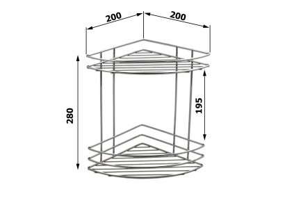 Aqualine Chrom Line drátěná police rohová dvojitá chrom 37010