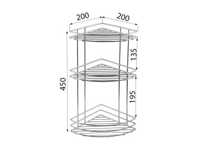 Aqualine Chrom Line drátěná police rohová trojitá chrom 37015