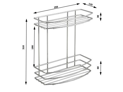 Aqualine Chrom Line drátěná police dvojitá chrom 37014