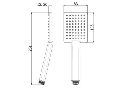 Sapho sprchová růžice ruční sprcha 1 funkce 251 mm hranatá chrom 1204-17