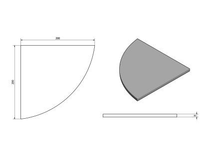 Sapho koupelnová police rohová čtvrtkruh 200 x 200 x 8 mm čiré sklo 23487