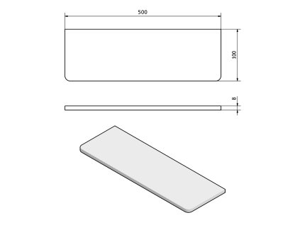 Sapho koupelnová police 500 x 100 x 8 mm čiré sklo 23481