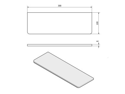 Sapho koupelnová police 300 x 100 x 8 mm čiré sklo 23481