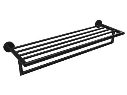 Sapho X-Round Black polička na ručníky s hrazdou 650 x 215 x 110mm černá XR421B