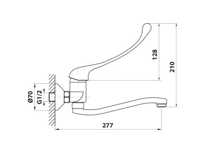 Bruckner Senior nástěnná baterie umyvadlová 150 mm lékařská páka chrom 612.014.1