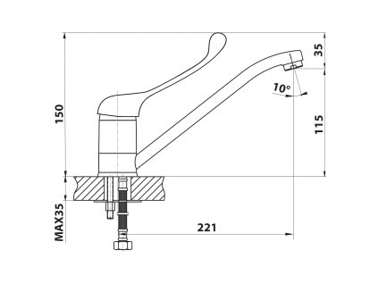 Bruckner Senior dřezová baterie stojánková lékařská páka chrom 424.054.1