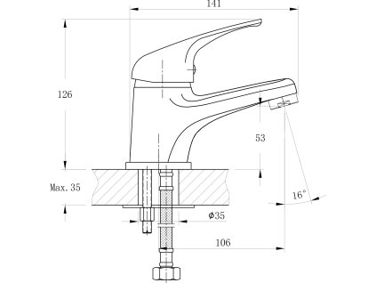 Bruckner Hoffer umyvadlová baterie stojánková bez výpusti chrom 424.002.1
