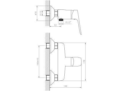Bruckner Schmitz sprchová baterie nástěnná 150 mm chrom 863.011.1