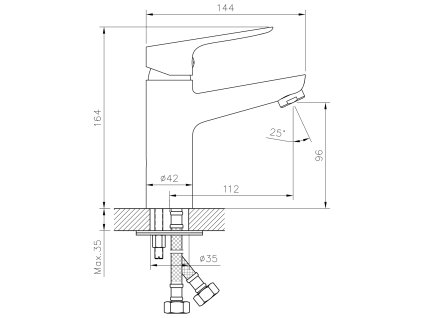 Bruckner Schmitz umyvadlová baterie stojánková bez výpusti chrom 863.002.1