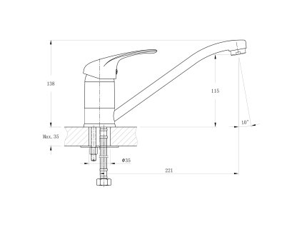 Bruckner Hoffer dřezová baterie stojánková otočné ramínko chrom 424.050.1