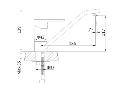 Bruckner Baron dřezová baterie stojánková otočné ramínko chrom 612.050.1