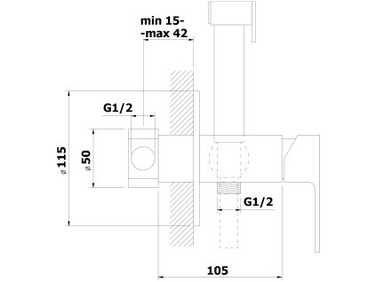Bruckner Sieger bidetová podomítková baterie se sprškou chrom 914.007.1