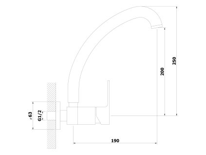 Bruckner Sieger dřezová baterie nástěnná s vysokou hubicí 150 mm chrom 914.015.1