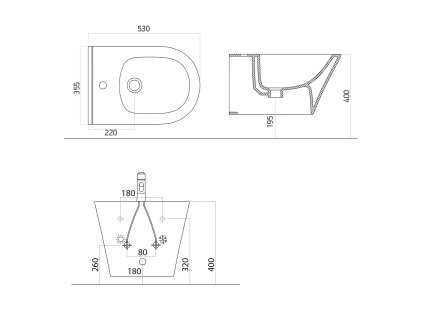 Sapho AVVA bidet závěsný 35,5 x 53 cm keramika černá 100324-110