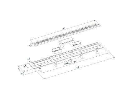 Polysan Indy sprchový kanálek s nerezovým roštem 910 x 122 x 65 mm nerez 73661