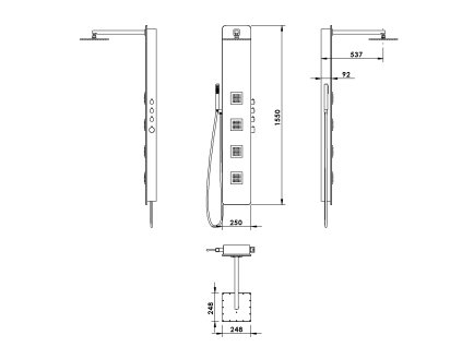 Polysan Spirit Square termostatický sprchový panel nástěnný 250 x 1550 mm bílá 81151