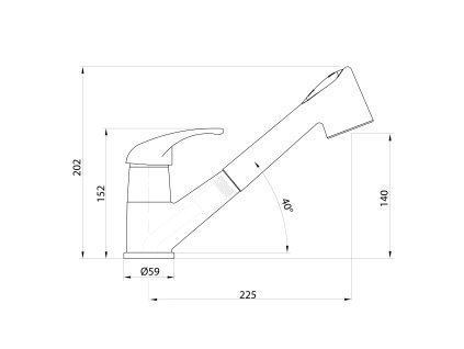 Aqualine dřezová baterie stojánková s výsuvnou sprškou chrom 1107-74