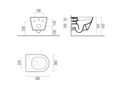 GSI Kube X závěsná WC mísa 36 x 34,5 x 50 cm Swirlflush Extra Glaze bílá 941611