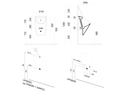 GSI Community pisoár 31 x 65 cm černá 909826