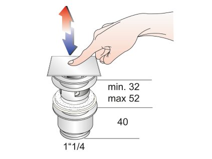 Omp Tea umyvadlová výpust 5/4“lick-clack tl.32-52 mm chrom 8540.360.5