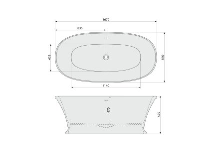 Polysan Velia volně stojící vana 167 x 83 x 62,5 cm litý mramor bílá 92230