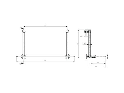 Sapho závěsná skleněná polička na sprchovou zástěnu 400 x 180 x 125 mm chrom 1301-15