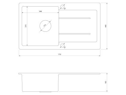 Samona granitový vestavný dřez s odkapem 77 x 44 cm černá 30874504