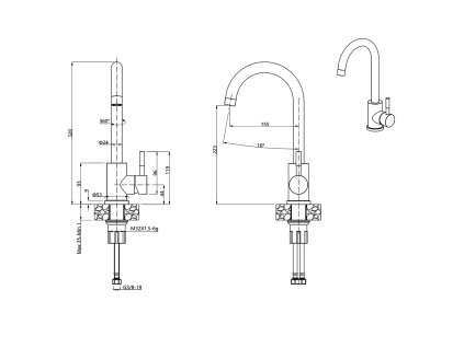 Samona stojánková dřezová baterie černý granit 10011404