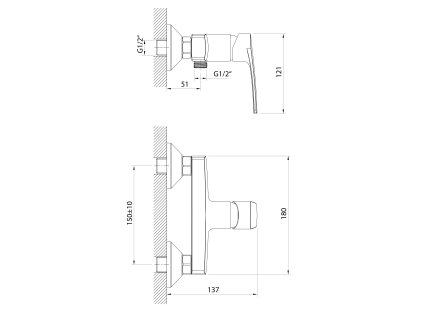 Samona Korana nástěnná sprchová baterie 150 mm chrom 10221101