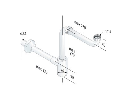 Bruckner Crono umyvadlový sifon šetřící místo 5/4 odpad 32 mm bílá 151.124.0