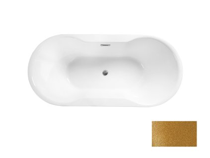Besco Navia vana volně stojící 160 x 80 cm sifon chrom barva zlatá VANNAVIA160G1