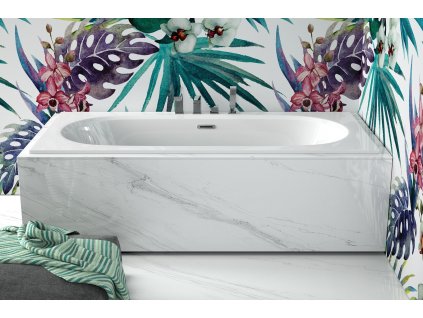 Olsen Spa Vitae Slim+ obdélníková vana akrylátová 170 x 75 cm sifon zlatá barva bílá VANVIT17SLIMPLZ