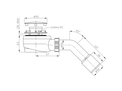 Bruckner sifon vaničkový 60 nízký krytka nerez 162.640.3