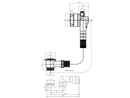 Bruckner vanová souprava s napouštěním bovden 70 cm DN40/50 chrom 164.270.1
