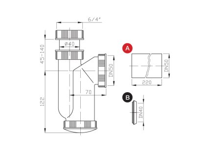 Bruckner dřezový sifon 6/4 bílá 155.115.0