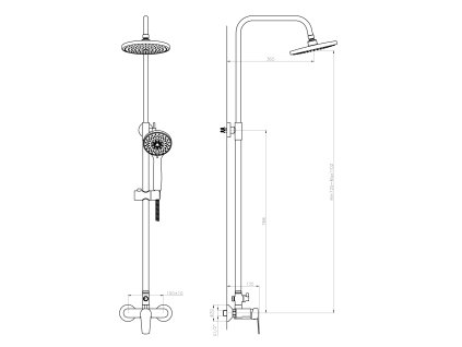 Bruckner Baron sprchový sloup s pákovou baterií chrom 621.500.1