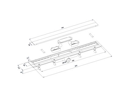 Polysan Flise sprchový kanálek pro dlažbu 81 x 12,2 x 6,5 cm nerez 73681
