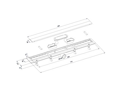 Polysan Flise sprchový kanálek pro dlažbu 71 x 12,2 x 6,5 cm nerez 73671
