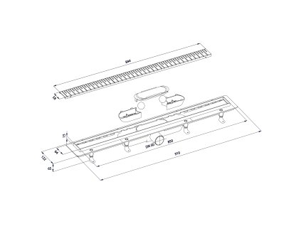 Polysan sprchový kanálek s nerezovým roštem 91 x 12,2 x 6,5 cm nerez 73741