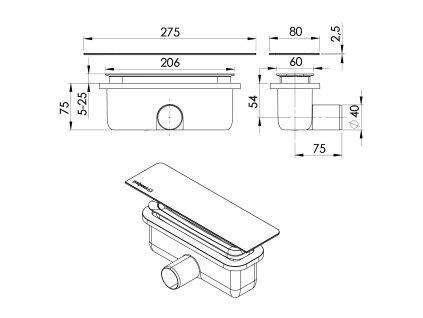 Polysan Kazuko sifon vaničkový DN40 krytka černá 26337