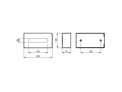 Gedy zásobník na papírové kapesníky 25 x 7,5 x 13 cm broušený 230838