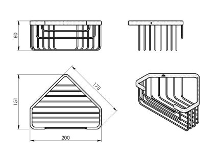 Gedy Smart rohová police do sprchy 20 x 8 x 15,1 cm bronz 2483-44