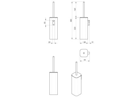 Gedy Flori WC štětka závěsná černá 32330314