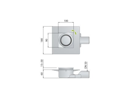 Omp Tea Tirana podlahová vpust boční 100 x 100 mm chrom 2665.295.8