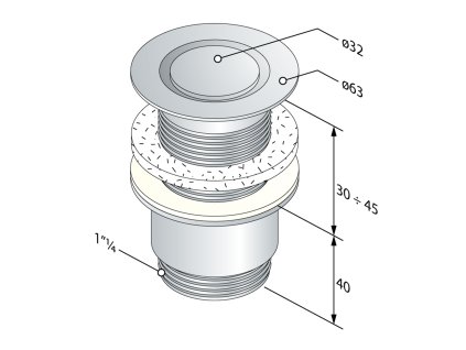 Omp Tea umyvadlová výpust 5/4 neuzavíratelná chrom 147.545.5